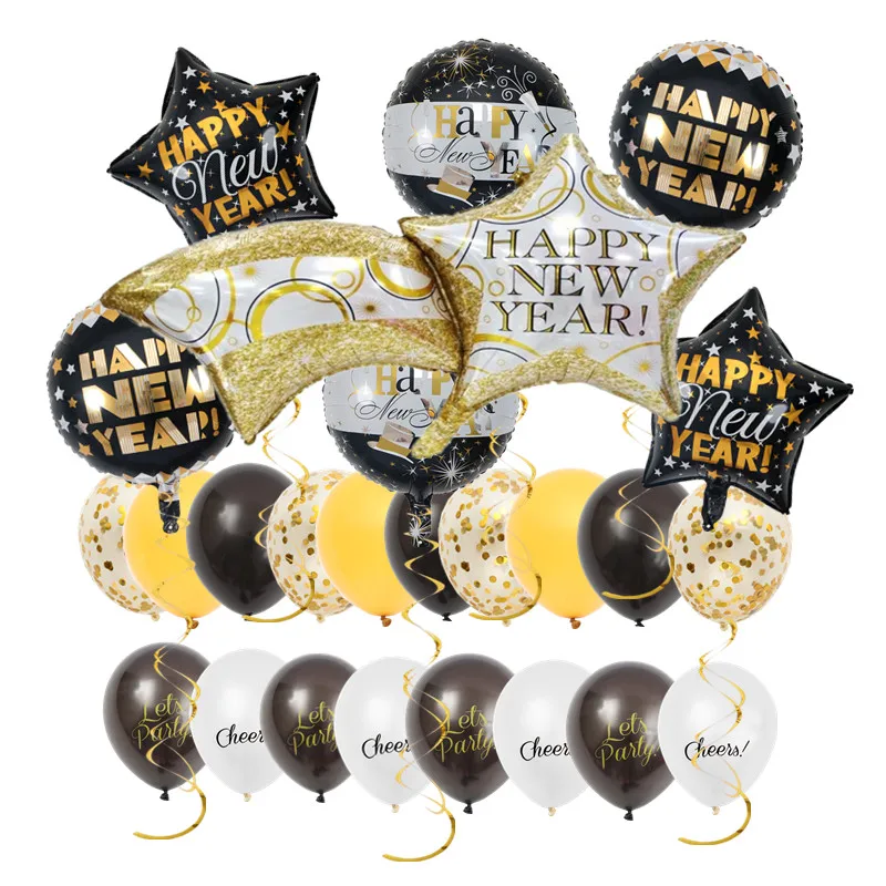 Новые новогодние вечерние декоративные шары блестящие золотые черные цветные латексные шары