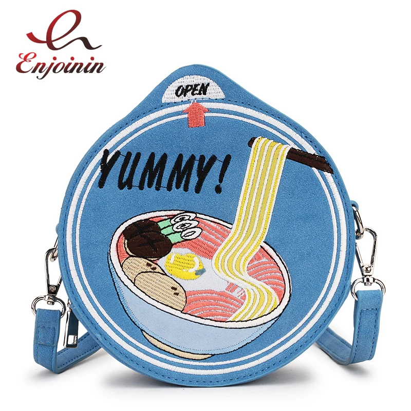 Модная женская сумка из искусственной замши с вышитым узором Ramen через плечо