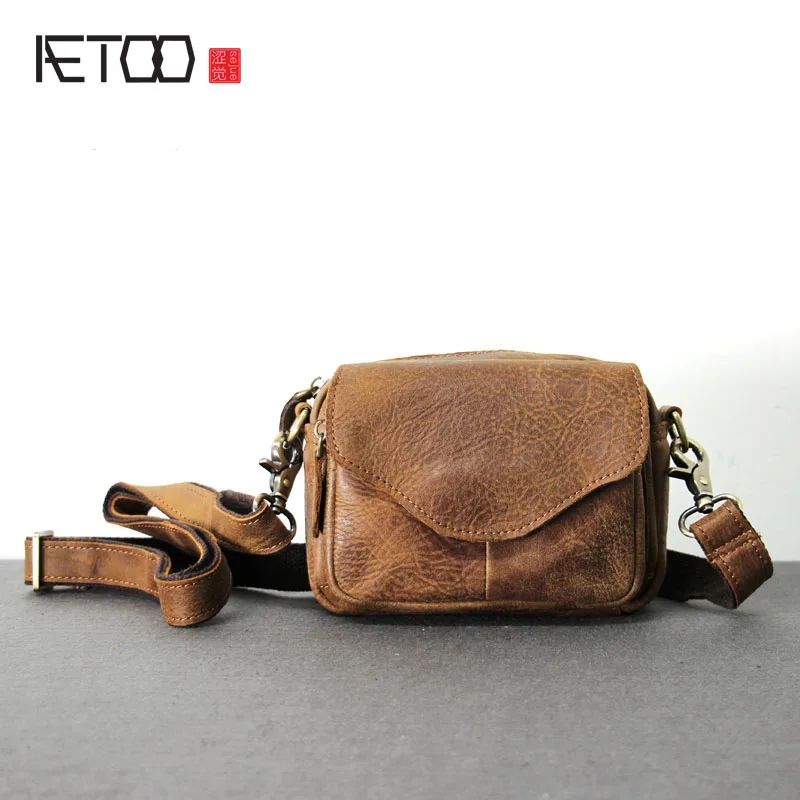 AETOO, оригинальная кожаная сумка ручной работы, crazy horse, кожа для мальчиков, поперечная посылка, простая ретро сумка, кожаные карманы, функциональная сумка-мессенджер