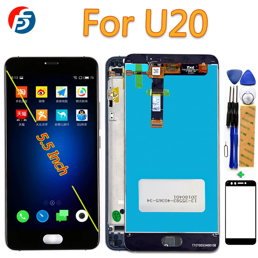 100% протестированный 5 дюймовый сенсорный экран для Meizu U20 ЖК-дисплей дигитайзер в