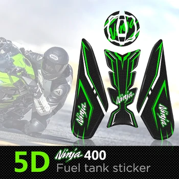 

Ninja 400 Motorcycle Tank Protection Pad 5D Carbon Fiber Fuel Tank Cap Side Strip Custom Decoration Decals Set For 400 Kawasaki