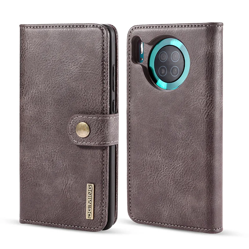 Grey Роскошный Съемный чехол из коровьей кожи для huawei mate 30 Pro P30 P20 Lite, откидной Чехол-кошелек для huawei mate 20 P30, чехол для телефона - Цвет: Grey