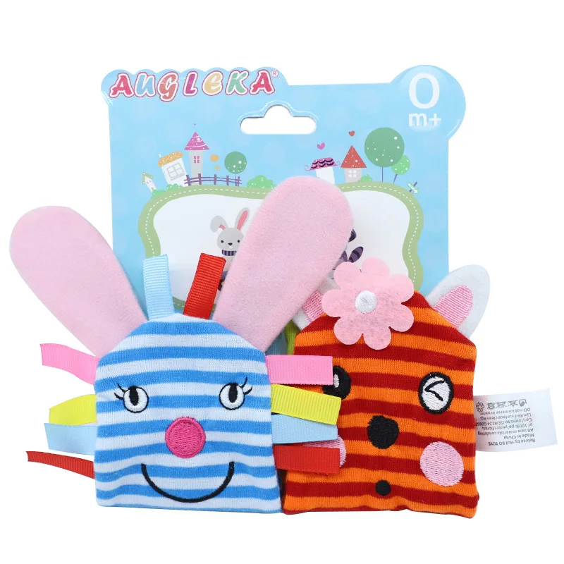 2pcs/set Newborn Wrist Strap Rattles Animal Socks Toy New Baby Infant Soft Handbells Hand Foot Developmental Toys 0-12Months