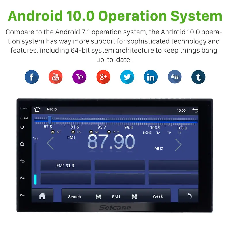 Seicane Android 10 0 7 дюймов 2 Din Универсальная автомобильная магнитола GPS мультимедиа
