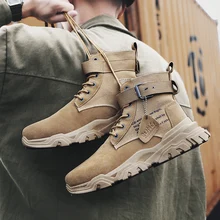 Зимняя теплая Высокая мужская обувь для спорта и отдыха, для прогулок, для подростков, мужские кожаные ботинки Martens, легко застёгивающийся кроссовки