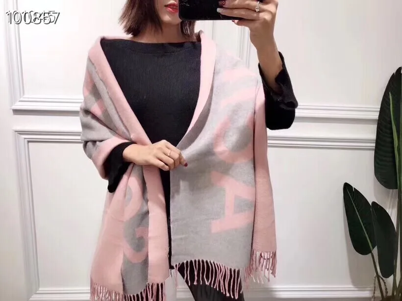 pink Зимний стиль, женские шарфы, известный европейский бренд, роскошный кашемировый теплый толстый женский шарф, Пашмина, розовый, черный, шарфы для женщин, серый - Цвет: pink