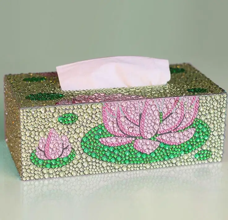 23x12x8CM DIY Plum blossom Special shape Diamond painting tissue box storage box jewelry box diamond embroidery cross stitch home decor - Цвет: 23x12x8CM