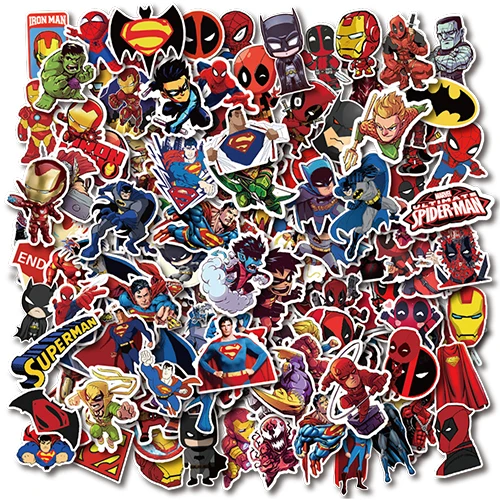 200 шт Большая упаковка DC и Marvel, наклейки супергероев из мультфильма граффити, водостойкие ПВХ наклейки на шлем для ноутбука, велосипед, багаж, автомобиль - Цвет: 200pcs superheroes