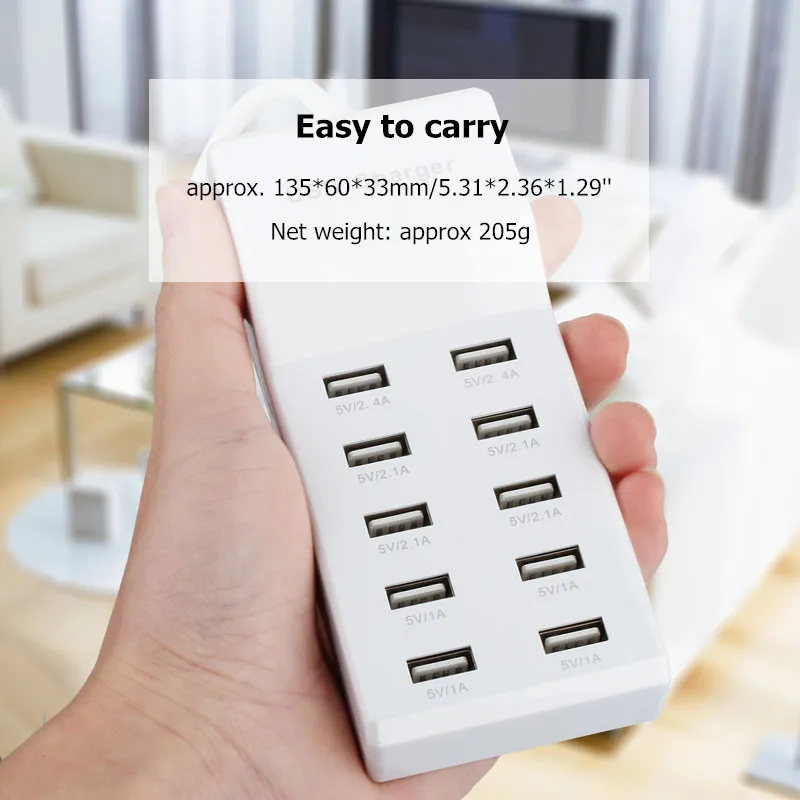 50 Вт Мульти 10 портов USB настенное зарядное устройство Быстрая зарядка usb настольный адаптер зарядка мобильного телефона ЕС США штекер для iPhone samsung Xiaomi