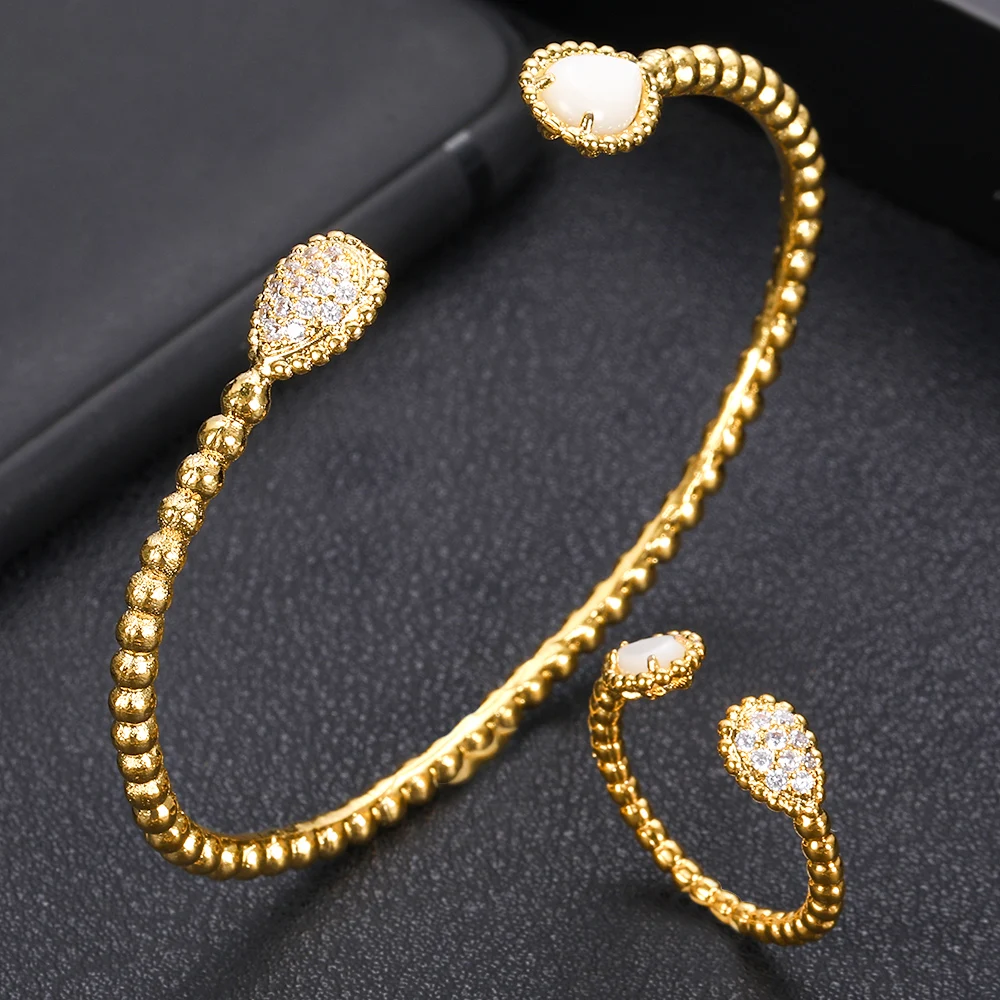 White stone Gold Jankely роскошные круглые кольца наборы Мода Дубай серебряные свадебные комплекты украшений для женщин Свадебные brincos para as mulheres - Окраска металла: White stone Gold
