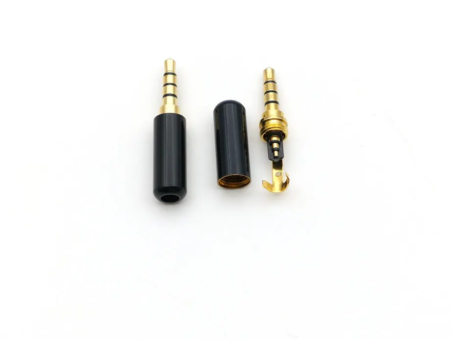 100pcs BRASS 1/8" 3.5mm male 4 pole stereo plug Repair Headphone Cable Solder CONNECTOR New