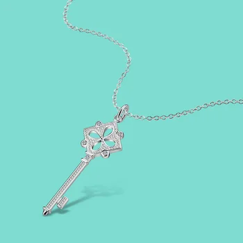 

Minimalist Women's 925 Sterling Silver Necklace Classic Key Necklace OL Style Charm Jewelry Original Silver Clavicle Chain