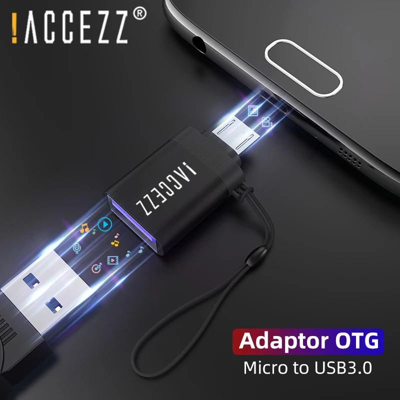 ! ACCEZZ USB адаптер Micro Female To USB3.0 Male для Samsung Huawei Xiaomi OTG Мобильный телефон коннектор