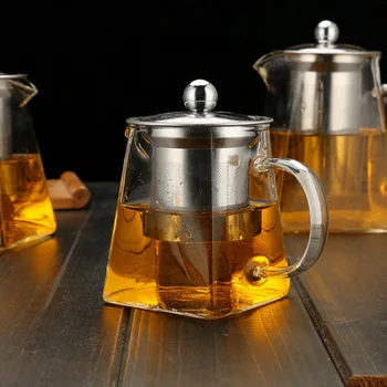 

380/550/750/950ML Borosilicate Glass Teapot Heat Resistant Square Glass Teapot Tea Infuser Filter Milk Oolong Flower Tea Pot