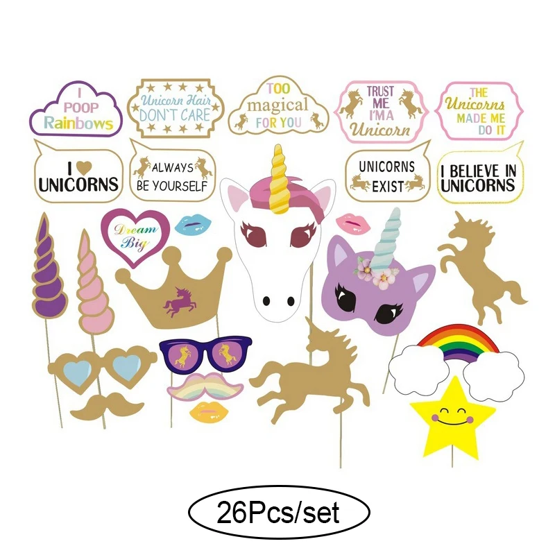 26Pcs set 10-60 шт DIY фото стенд реквизит забавная маска очки Усы губы на палочке День Рождения невесты свадебные украшения вечерние аксессуары - Цвет: 26Pcs set