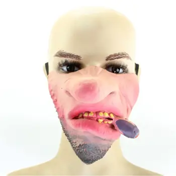 

Adult Funny Mask Latex Half Face Scary Mask with Big Nose/Cigarette Holder Pattern Halloween Party Props Role Play Supplies