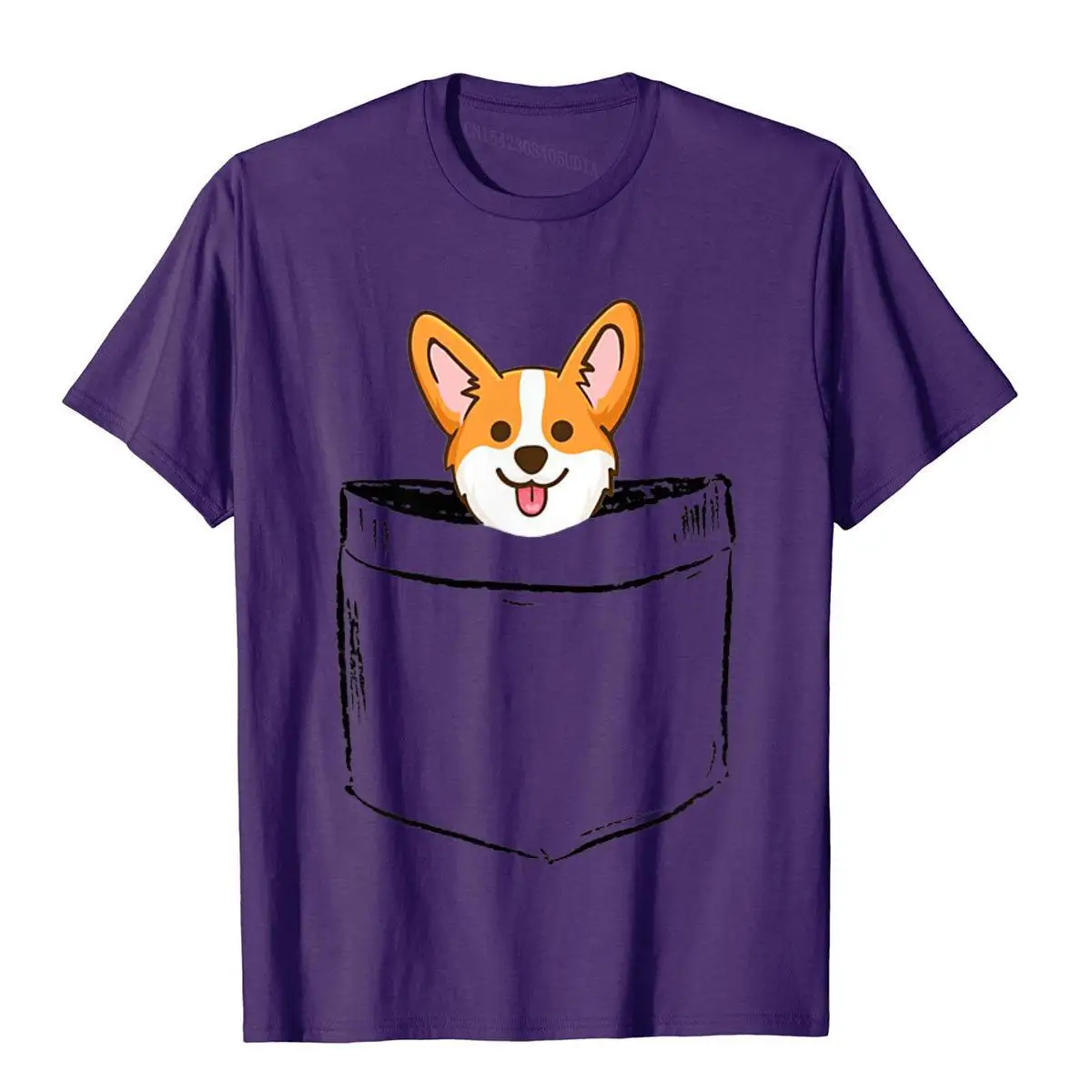 Pocket Baby Corgi Dog Love-r Dad Mom Boy Girl Funny T-Shirt__B6319purple