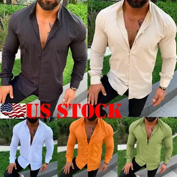 

Autumn Fashion Men's Casual Dress Slim Fit Shirt Long Sleeve Shirts Tops Blouse