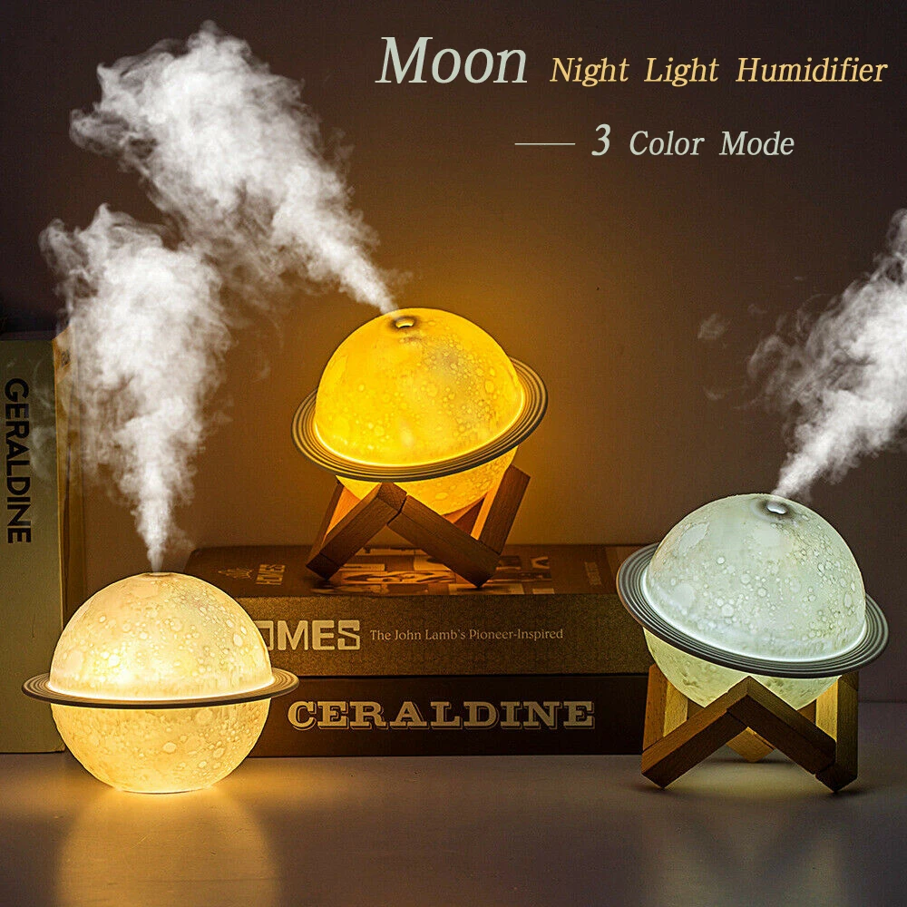 

3D Moon Mist Humidifier Mini Desk Fresh Air Travel 200ML Home Decor Night Light LED Table Lamp Adjustable Brightness Decoration