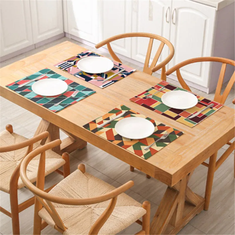 

Fuwatacchi Colorful Placemat for Dining Table Table Mat Tableware Pad Mat Geometric Placemats Pads Bowl Decoration Table Decor