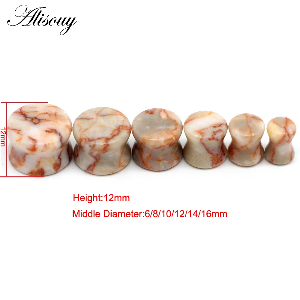 Body Piercing Jewelry 2PCS Natural Organic Stone Ear Plugs Flesh Tunnels Gauges 6mm-16mm Ear Expanders Stretchers