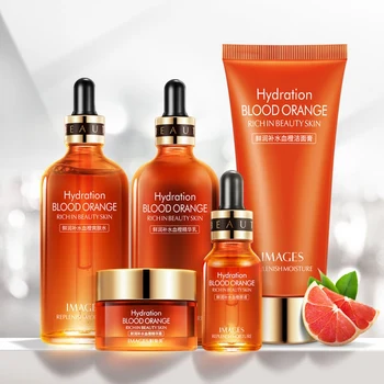 

5PCS Blood Orange Skin Care Set Moisturizing Smooth Fine Lines Anti-wrinkle Anti-aging Face Serum Set 2019