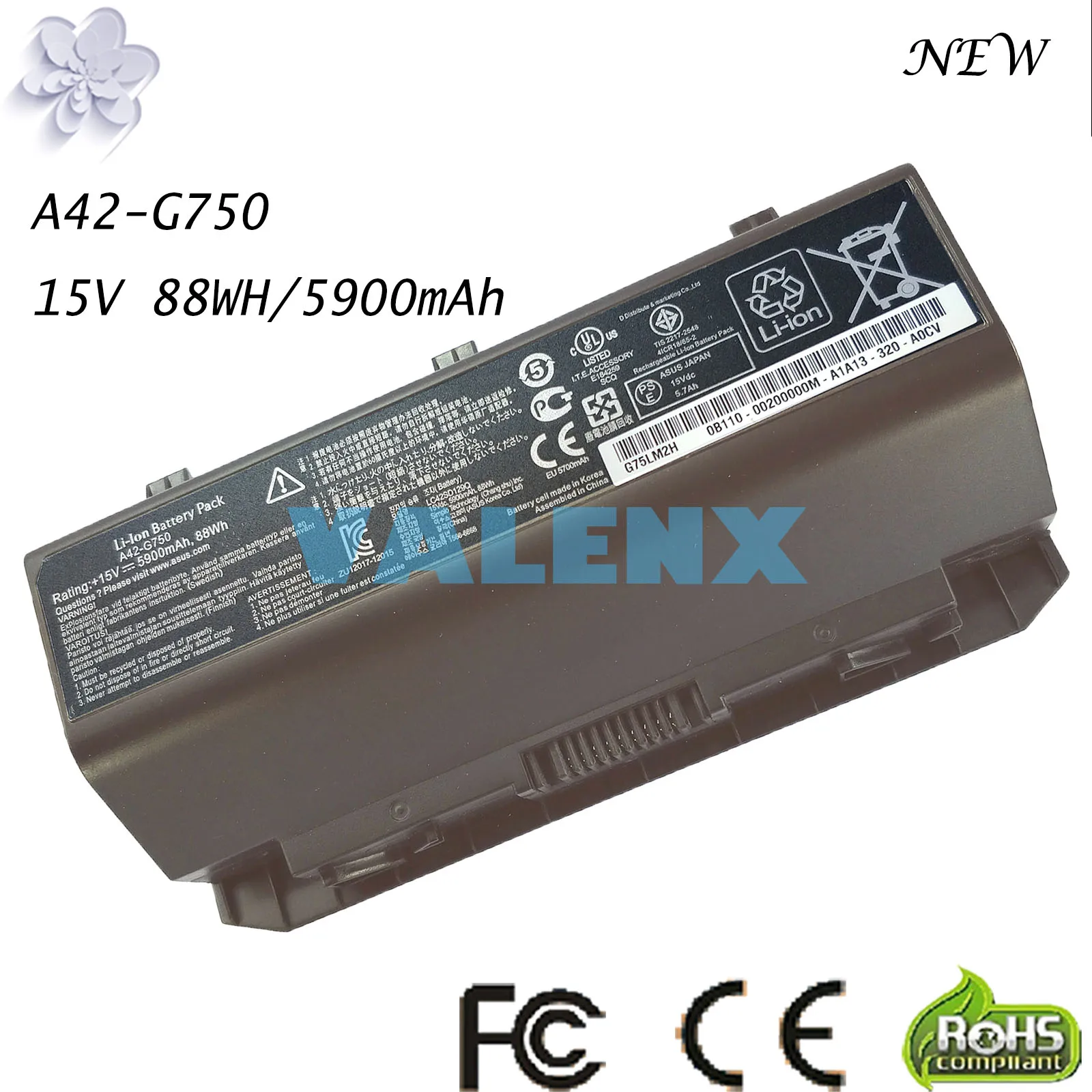 15 в 88WH A42-G750 Аккумулятор для ноутбука ASUS ROG G750 G750J G750JH G750JM G750JS G750JW G750JX G750JZ Series 5900mAh |