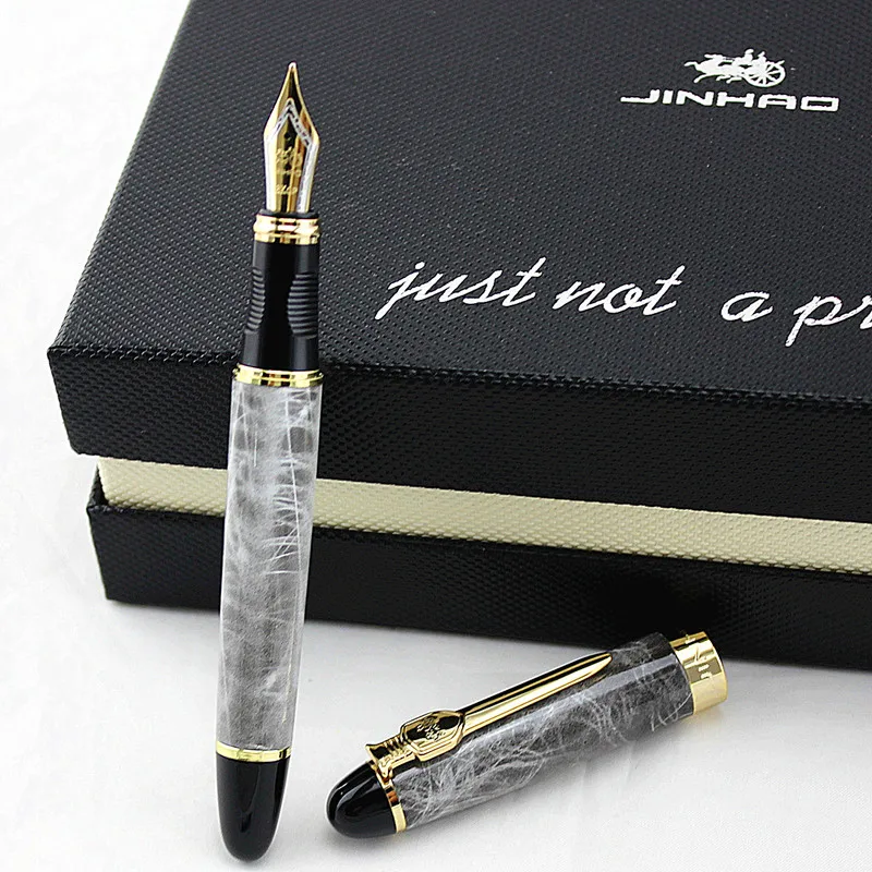 Jinhao X450A самопишущее перо полностью металлический золотой зажим роскошные ручки канцелярские принадлежности для студентов офисные школьные принадлежности