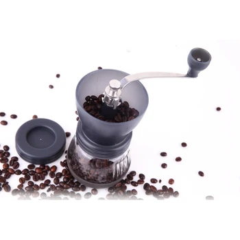 

Coffee Bean Grinder Stainless Steel Manual Ceramic Burr with Tempered Glass Storage Tank Durable Coffee Grinder Coffee Pot