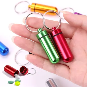 

Waterproof Aluminum Pill Box Keychain Tablet Organizer Medicine Storage Drug Empty Capsules Carry Container For Traving Hiking