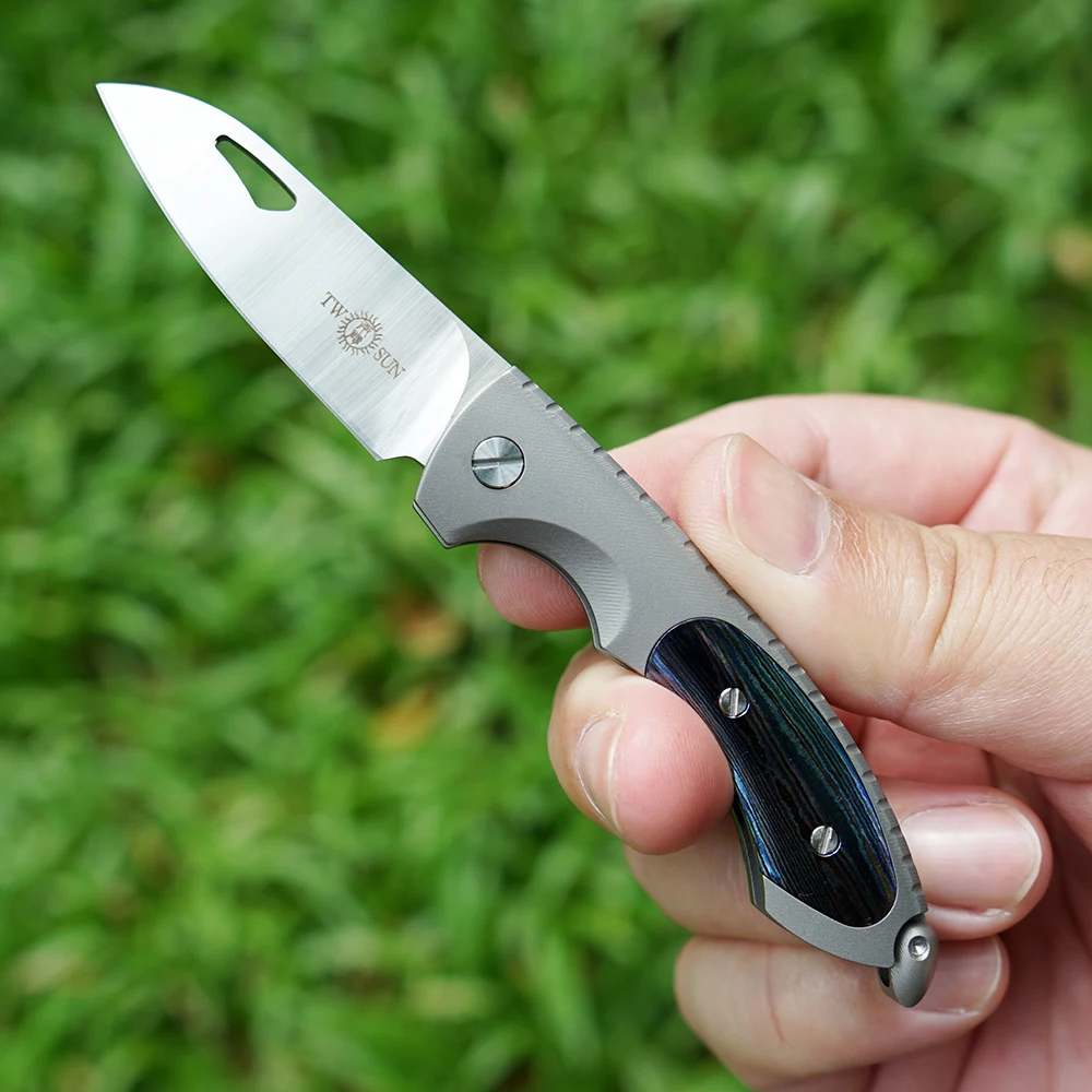 TWOSUN Микро Мини скользящий шарнир S90V складной карманный нож Походный нож охотничий нож открытый инструмент для выживания EDC титановый TS188-TIDA