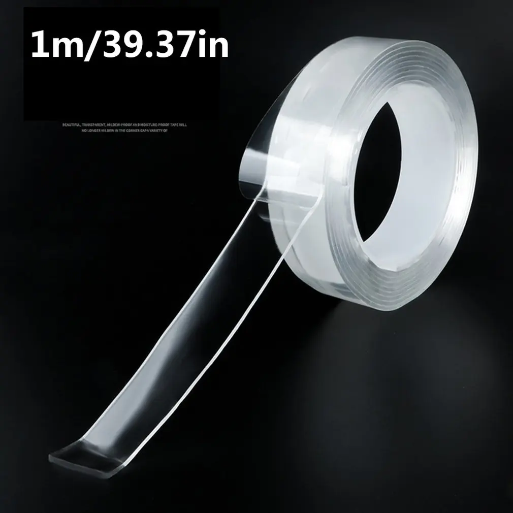 Reusable Practical Portable Seamless Nano Tape Million Times Transparent Wash Magic Glue Double-Sided Tape - Цвет: 1000x30x2mm