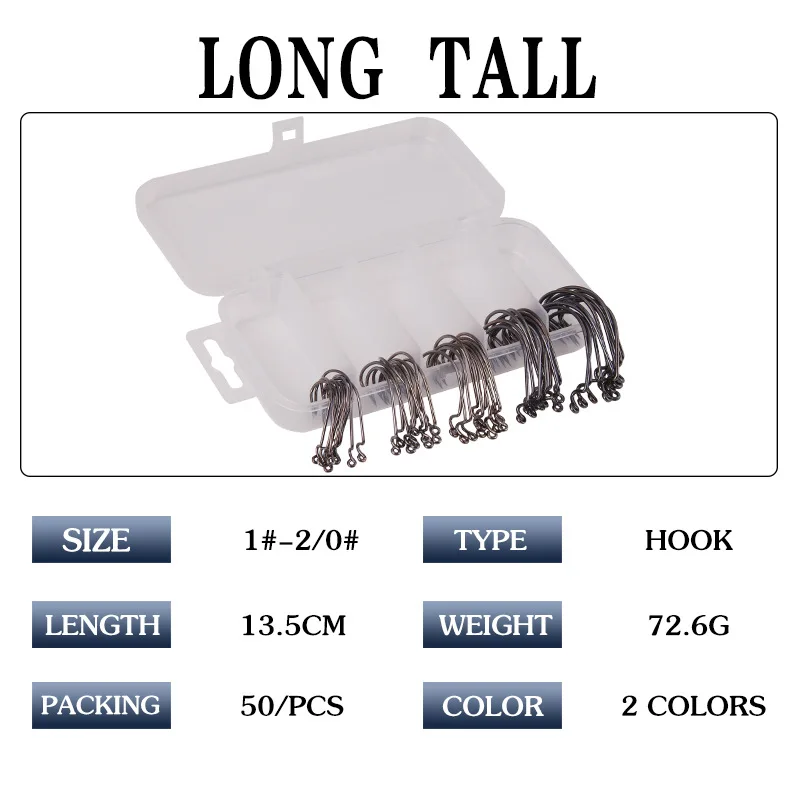 50 шт./лот набор рыболовных крючков 2-3/0# крючок под червя офсетная печать с высоким содержанием углерода Сталь Черная рукоятка джига крючком Мягкая приманка басов колючий рыболовный крючок на карпа