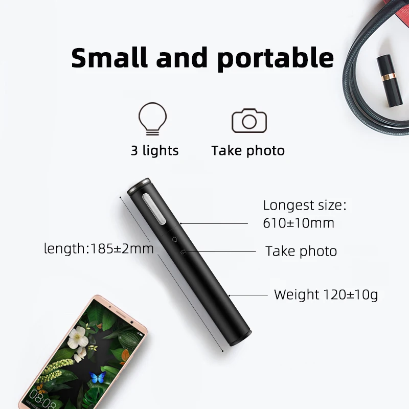 Селфи-Палка с Беспроводной Bluetooth контрольный штатив для экшн-камеры Gopro Hero 7/6/5/4 ручной удлиненный монопод для huawei Xiaomi настольная лампа