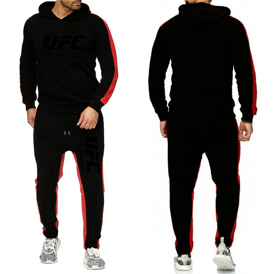 

UFC Sports Shirt Set Ouma Ultimate Fighting Lettered Printed Hoodie + Athletic Pants Two-Piece Set Sports Casual Men's