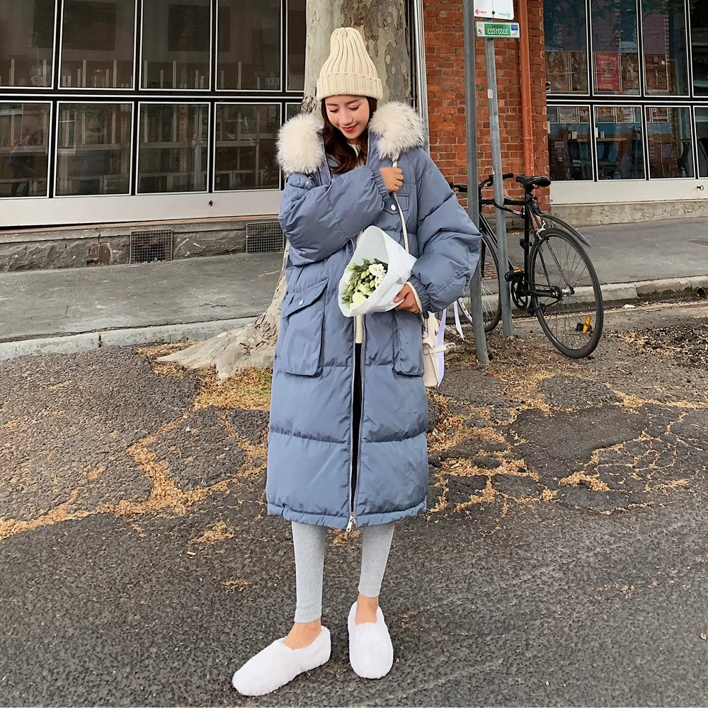 

Photo Shoot Fashionable Large Pocket Cotton Overcoat Women's 2019 Winter New Style Retro CHIC-Style Hooded Large Fur Collar Cott