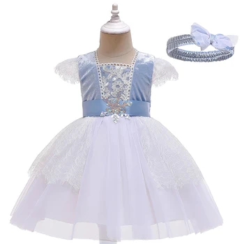 

Baby Girls Princess Dress Headband Shawl Set For Girls Birthday Party Gown Clothing Kids Elsa Cosplay Costume Children Vestido