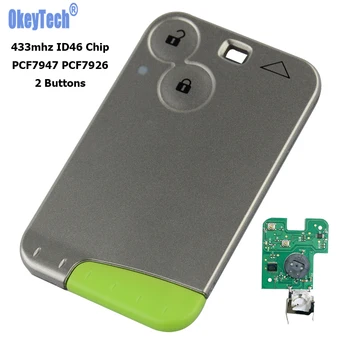 

OkeyTech Remote Car Key For Renault Laguna Espace 433mhz ID46 Transponder Chip Replacement Key Uncut Blade 2 Buttons Smart Key
