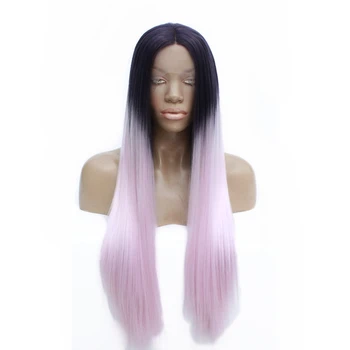 

Light Pink Lace Front Wig Long Silky Straight Heat Resistant Fiber 13*4 Swiss Lace Wig For Women Daily&Cosplay