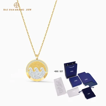 

2020 New SWA SHINE WAVE Pendant Necklace Gold Symbolizes Ocean Waves Crystal Necklace Women Fashion Luxury Jewelry Gift