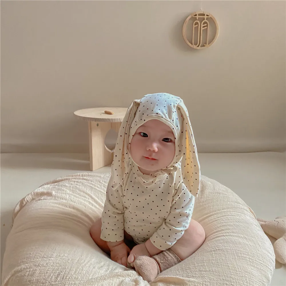 Cotton Baby Bodysuit and Jumper with Hat for Infants