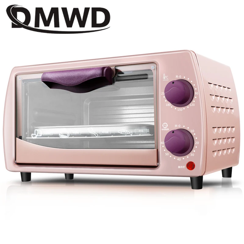 DMWD Мини Бытовая электрическая духовка Многофункциональный хлеб тостер пицца торт гриль для выпечки Автоматическая жареная курица машина таймер 9L