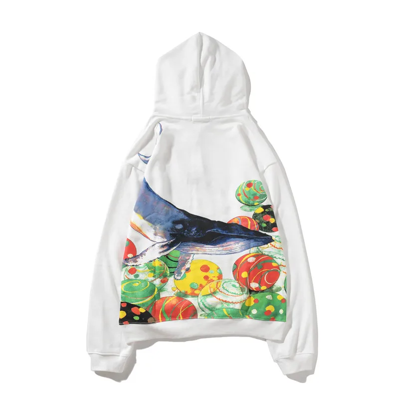 White hoodie Хипстерский свитер с принтом морского Кита, толстовки с капюшоном, женская уличная одежда в стиле хип-хоп, Повседневная флисовая женская толстовка с капюшоном - Цвет: White hoodie