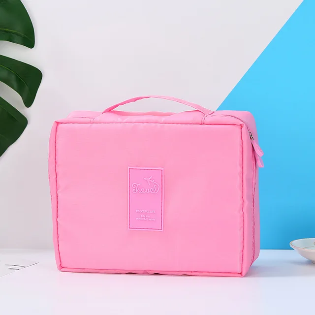 FUDEAM Multifunction Women Outdoor Storage Bag Toiletries Organize Cosmetic Bag Portable Waterproof Female Travel Make Up Cases Pink
