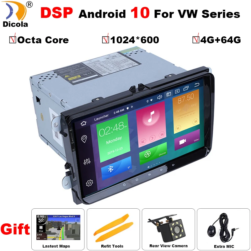 Восьмиядерный Android 10 автомобильный DVD gps Радио стерео плеер для Volkswagen VW golf 6 touran