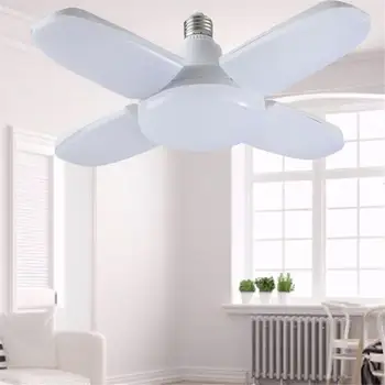 

LED Garage Lights Foldable E27 Bulb 4 Adjustable Fan Blades Deformable Ceiling Lighting AC85-260V for Workshop Warehouse
