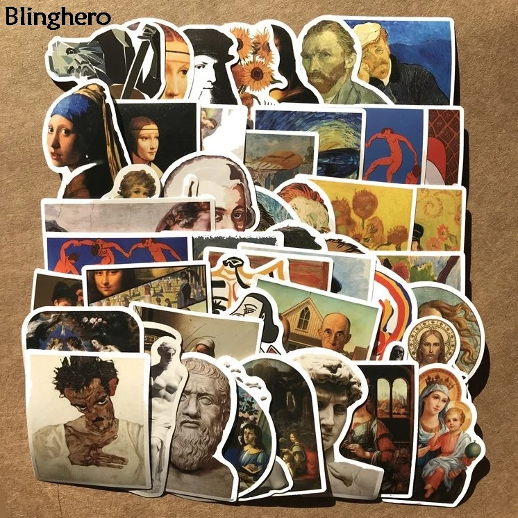 

Blinghero Cool Van Gogh Stickers 50 Pcs/set Waterproof Stickers Scrapbooking Sticker Laptop Luggage Bicycle Sticker Decal BH0574