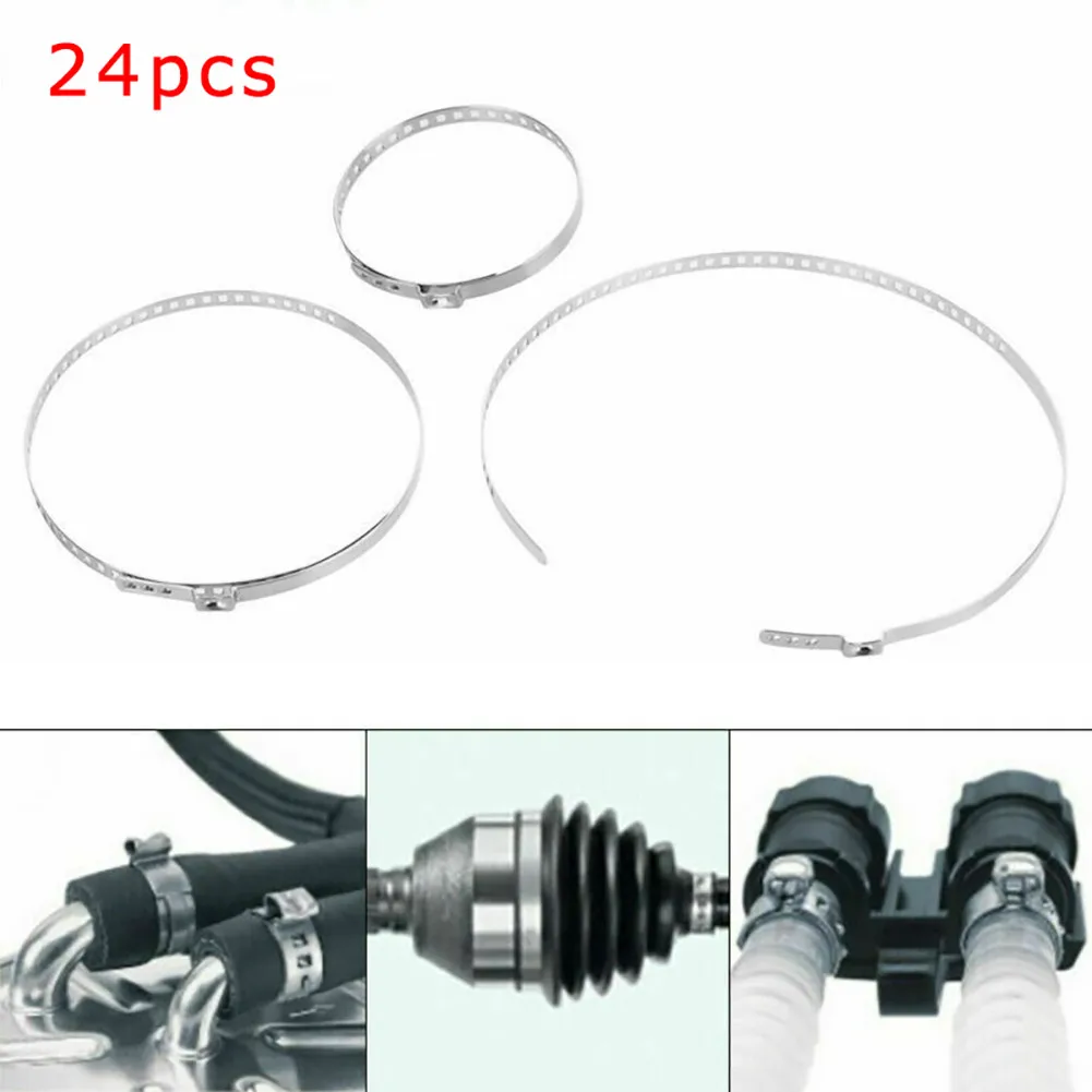 

24 Automotive CV Dust Cover Clips Adjustable Stainless Steel Drive Shaft Axle Joints 8mm Clips Automotive Replacement Parts