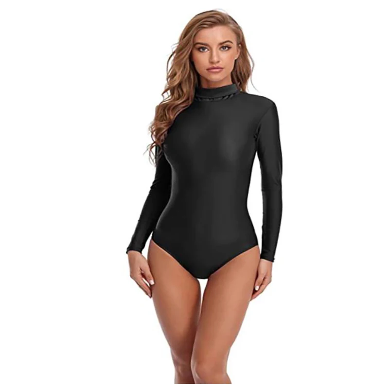 Girls Gymnastics Leotard Speerise Women Long Sleeve Classic Leotard Turtleneck Ballet Dancewear Spandex Leotards Bodysuit Gymnastics Costumes Unitard