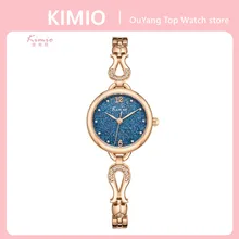 

KIMIO Women Watch Luxury Brand Rhinestones Bracelet Fashion Starry 2022 New Rose Gold Ladies Quartz Watch For Female Student